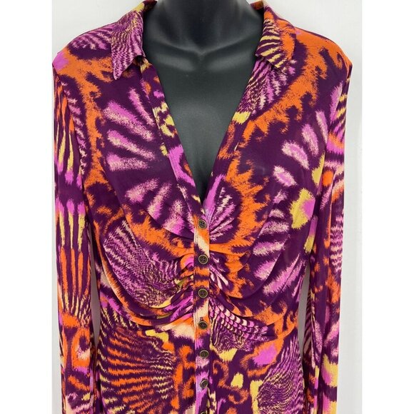 Free People Women Size Large Disco Night Combo Long Sleeve Button-Up Top EUC - Picture 2 of 10